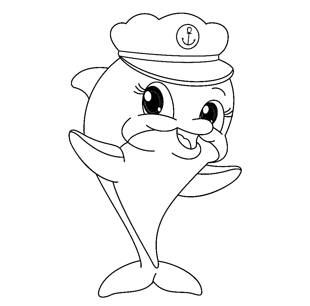 Cartoon Dolphin Coloring Page
