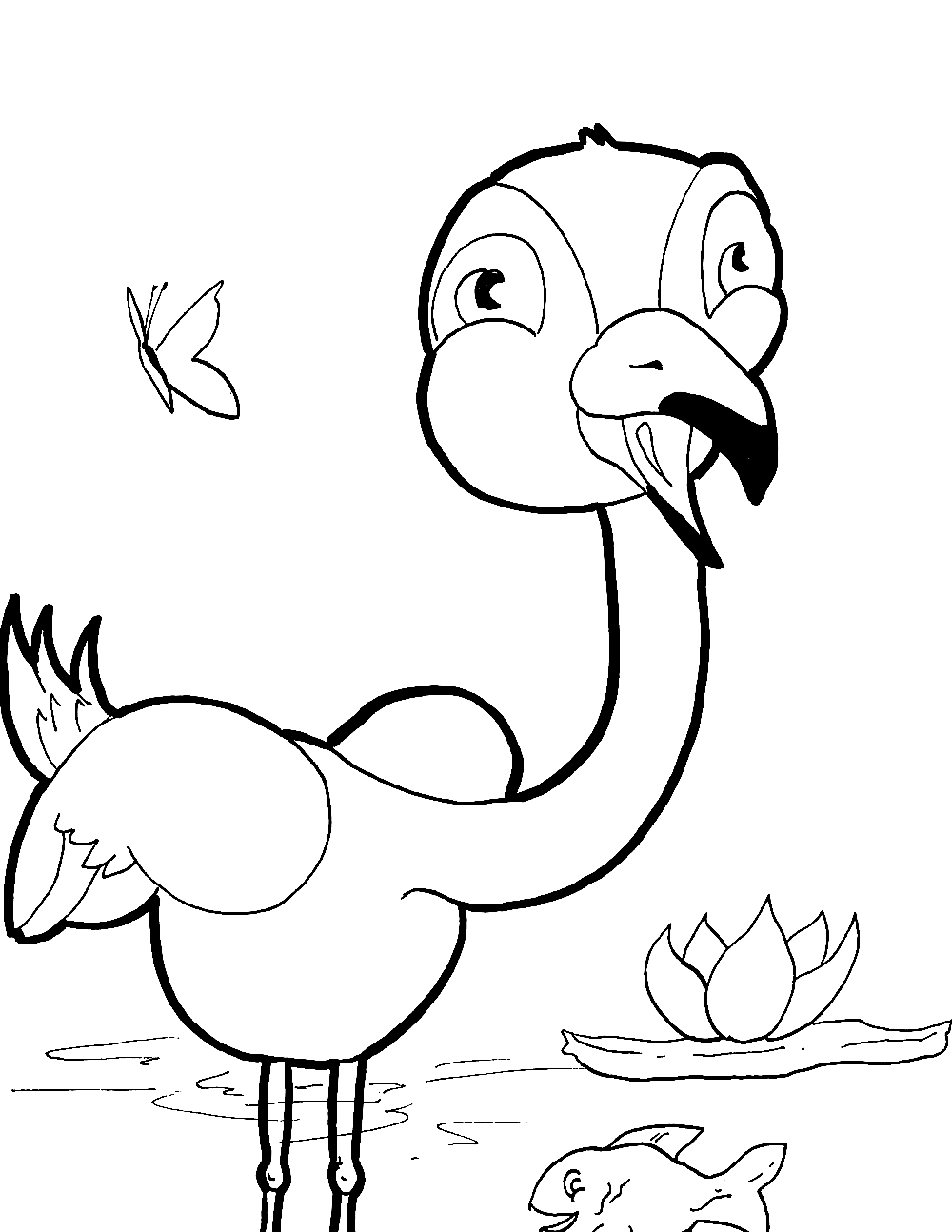 Cartoon Flamingo Coloring Page