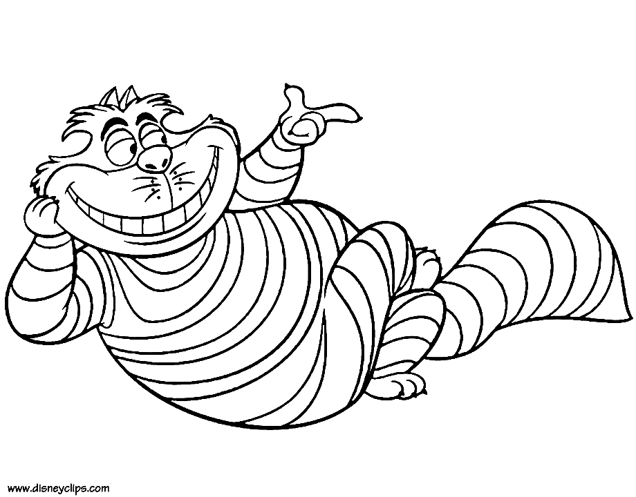 Cheshire Cat Pointing Coloring Page