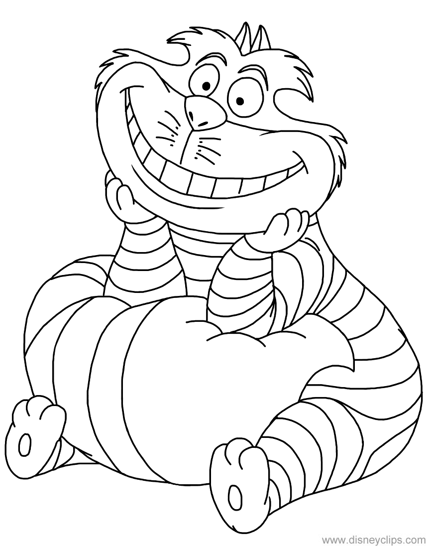 Cheshire Cat sitting down Coloring Page