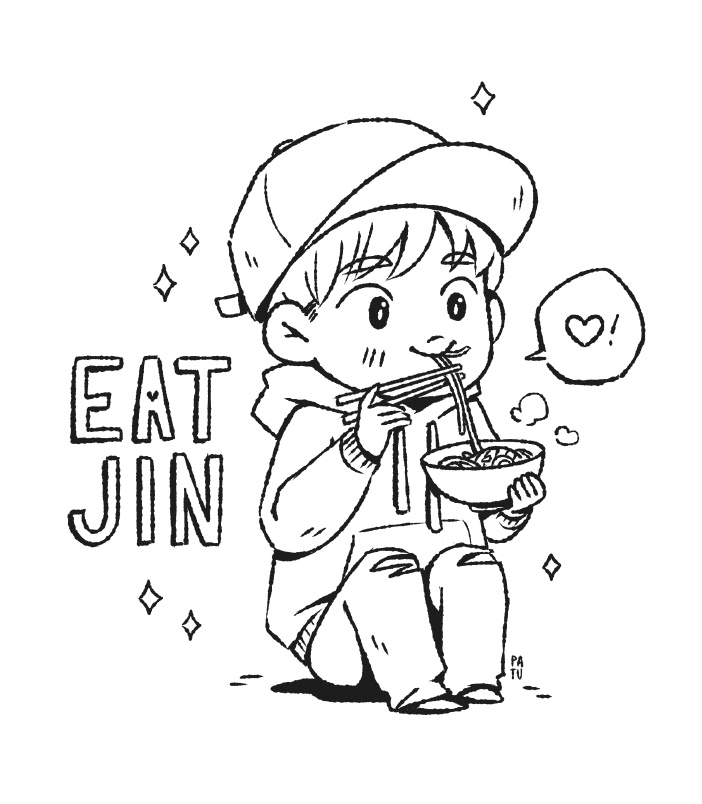 Chibi Jin Eating Noodle Coloring Page