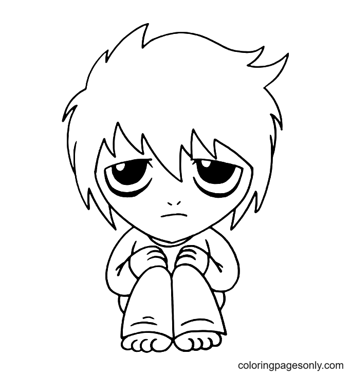 Chibi L Death note Coloring Page