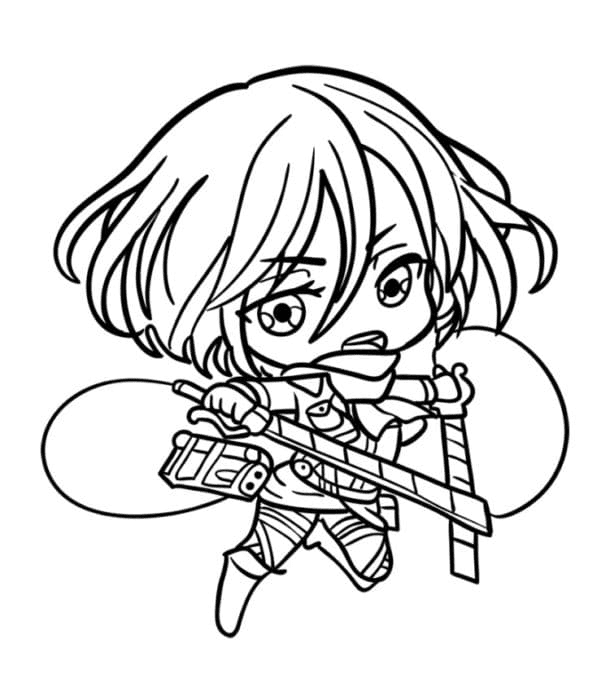 Kleurplaat Chibi Mikasa