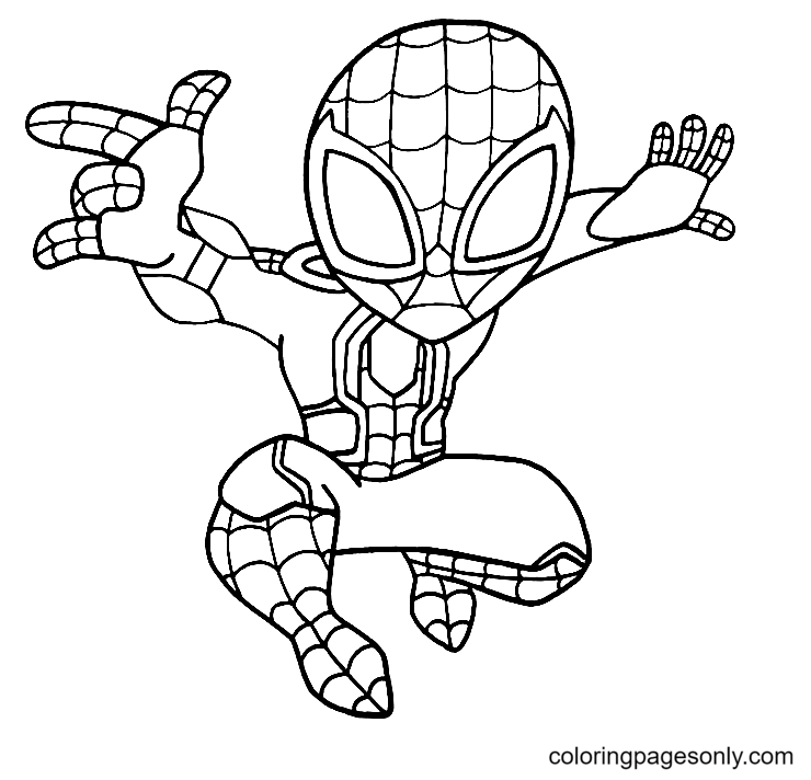 Chibi Spiderman No Way Home Coloring Page