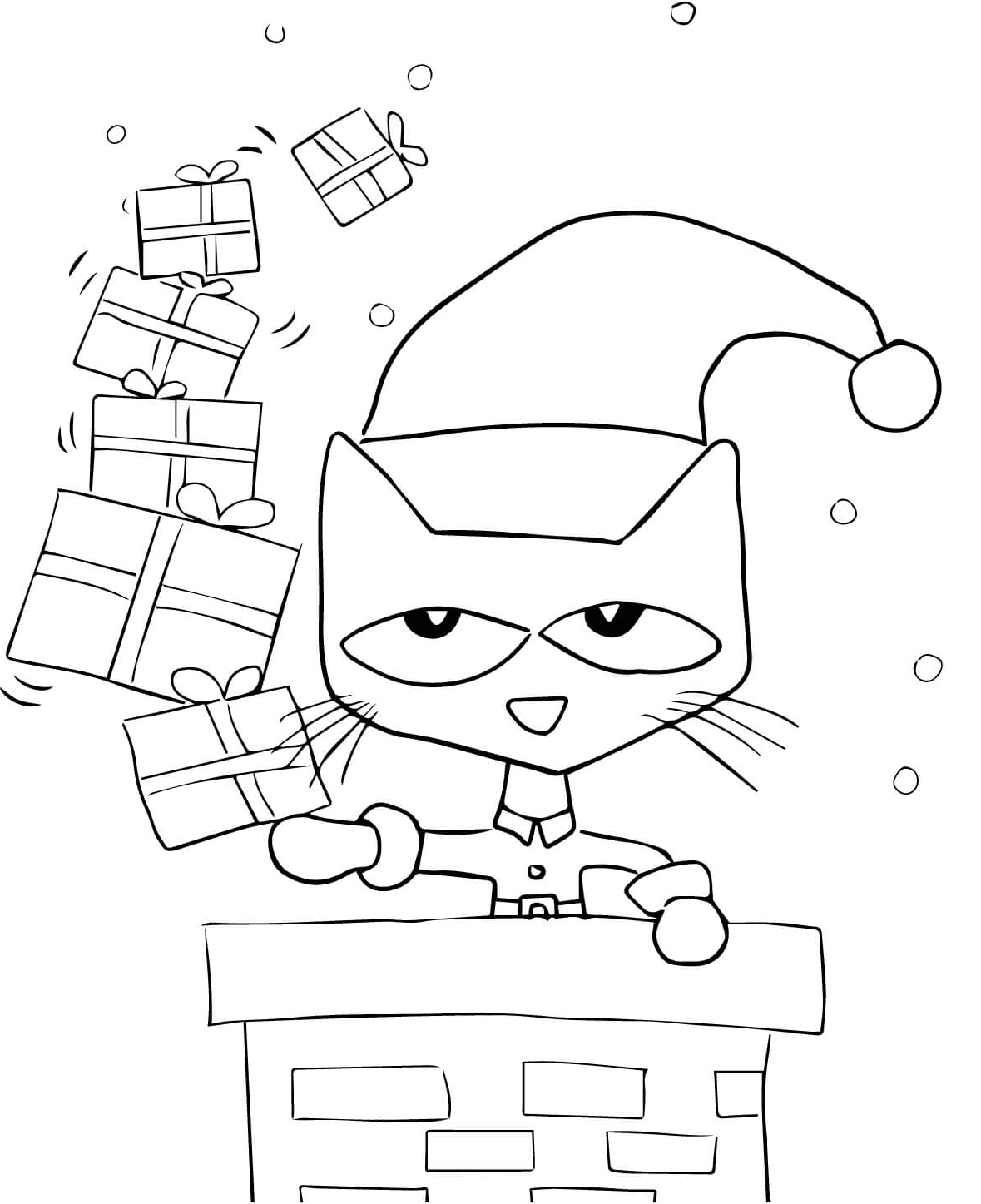 Coloriage de Noël Pete le chat