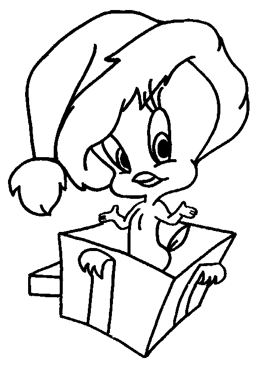 Christmas Tweety Coloring Page