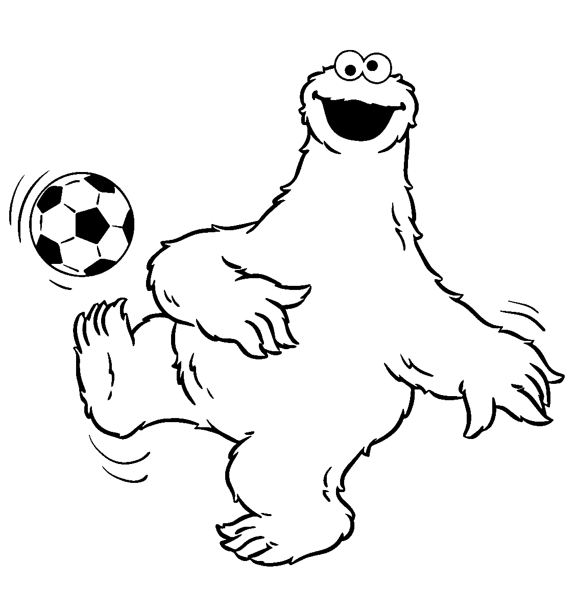 Coloriage Cookie Monster joue au football