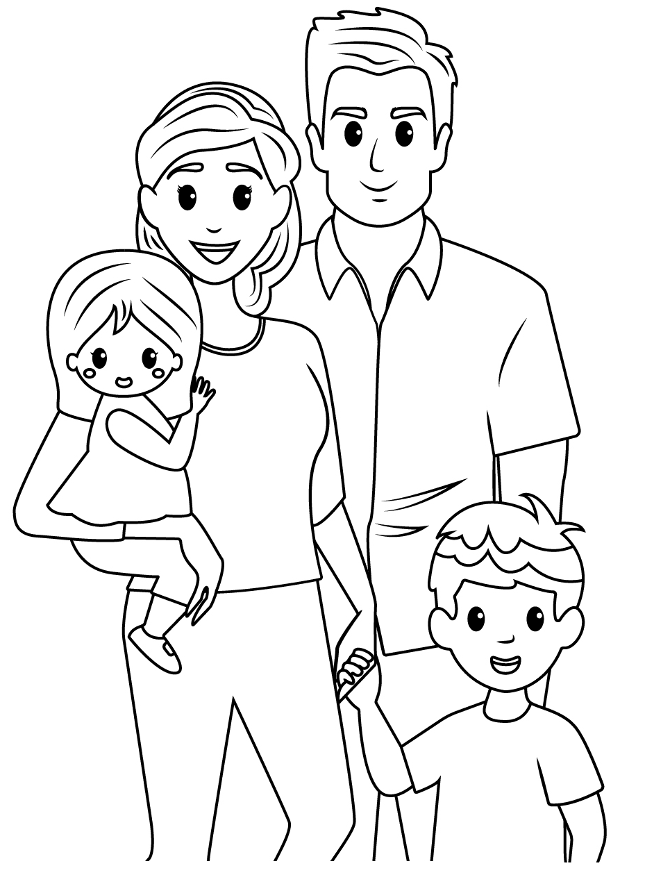 Cozy Family Coloring Page