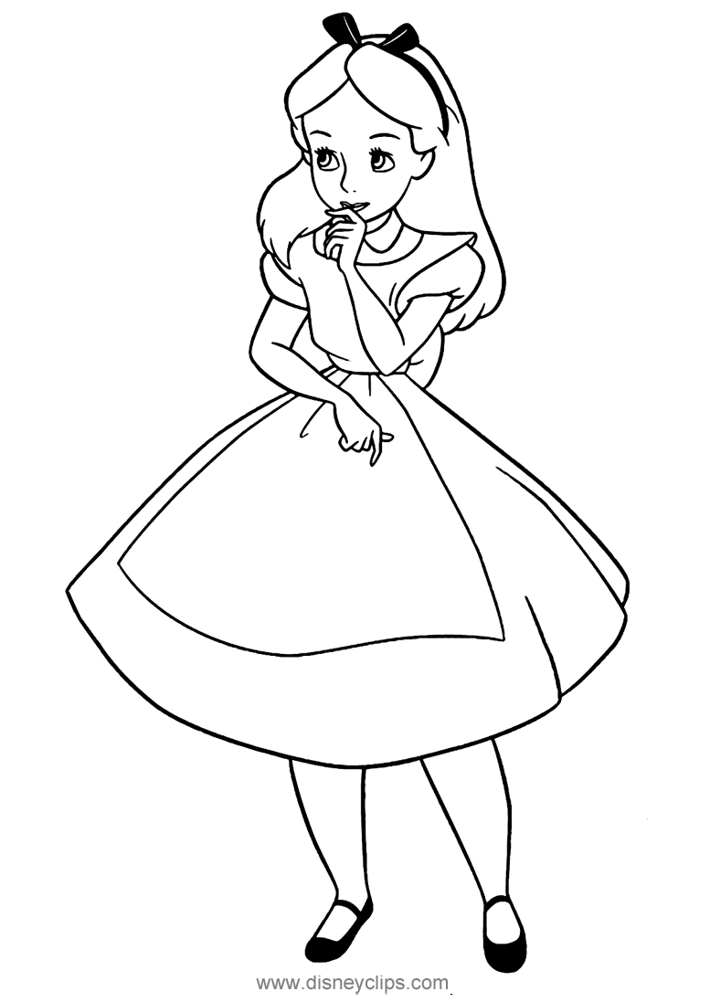 Curious Alice Coloring Pages   Alice in Wonderland Coloring Pages ...