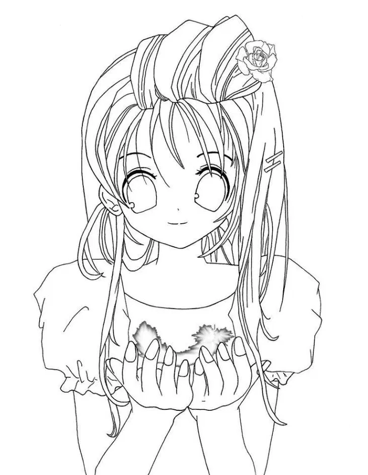 860 Collections Anime Girl Coloring Pages Easy  Best Free