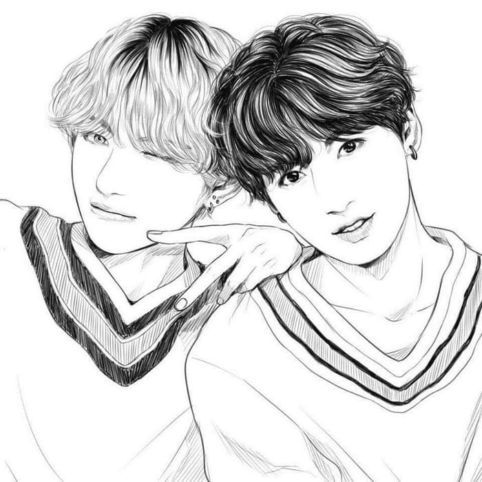 Cute BTS Coloring Page
