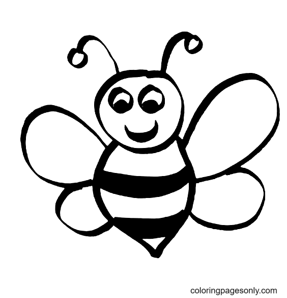 Cute Bumble Bee for Kid Coloring Page