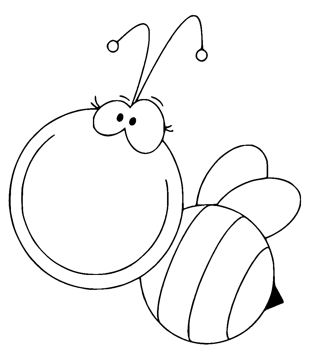Cute Cartoon Bee Coloring Page