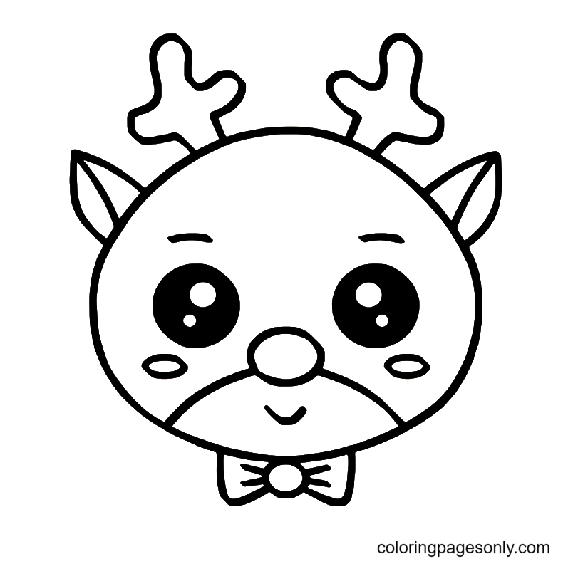 Cute Christmas Rudolph Coloring Page