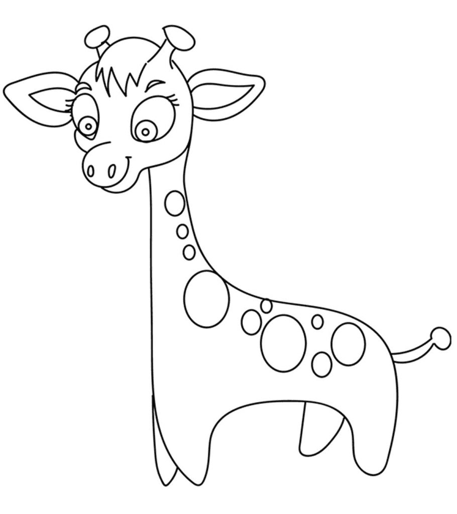 Cute Giraffe with Dots Coloring Page