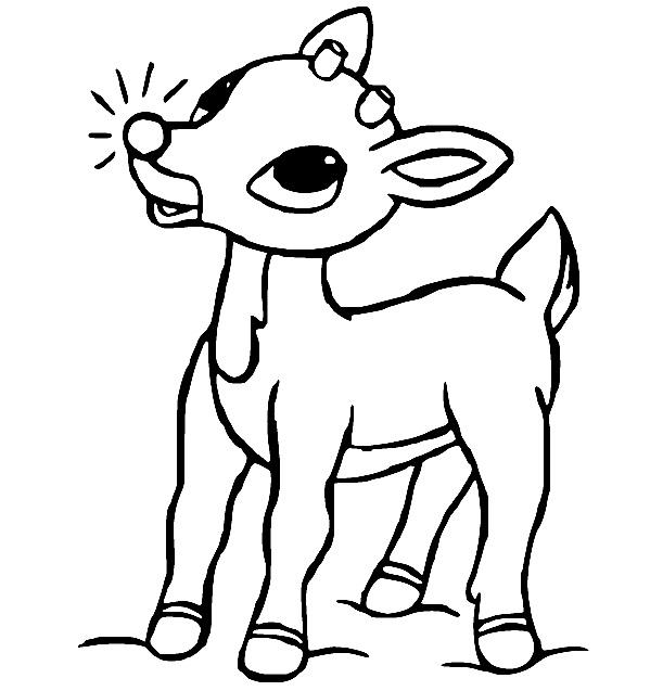 Cute Little Rudolph Coloring Page