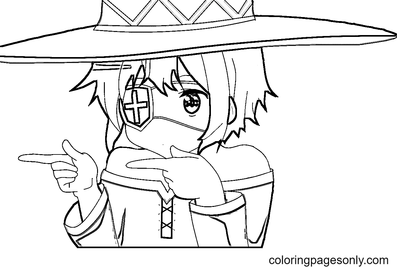 Cute Megumin Coloring Page