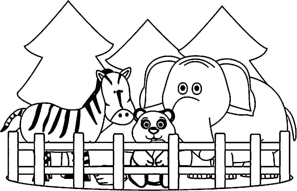 Cute Zoo for Kids Coloring Page