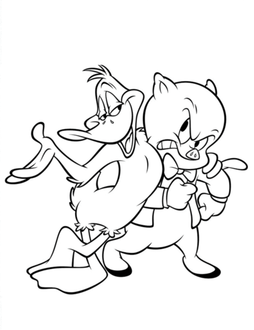 Daffy Duck en Porky Pig kleurplaat