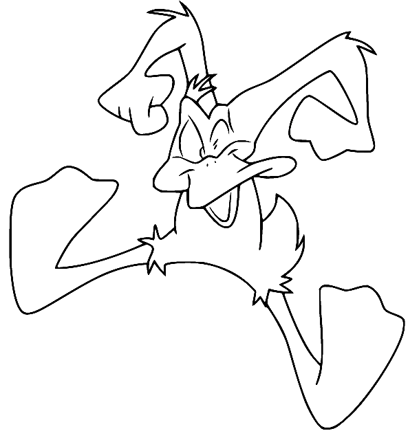 Раскраска Даффи Дак в прыжке