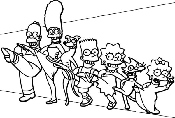 Dansende Simpsons Familie Kleurplaat
