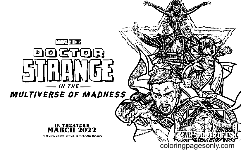 Doctor Strange en el multiverso de la locura 2022 Página para colorear