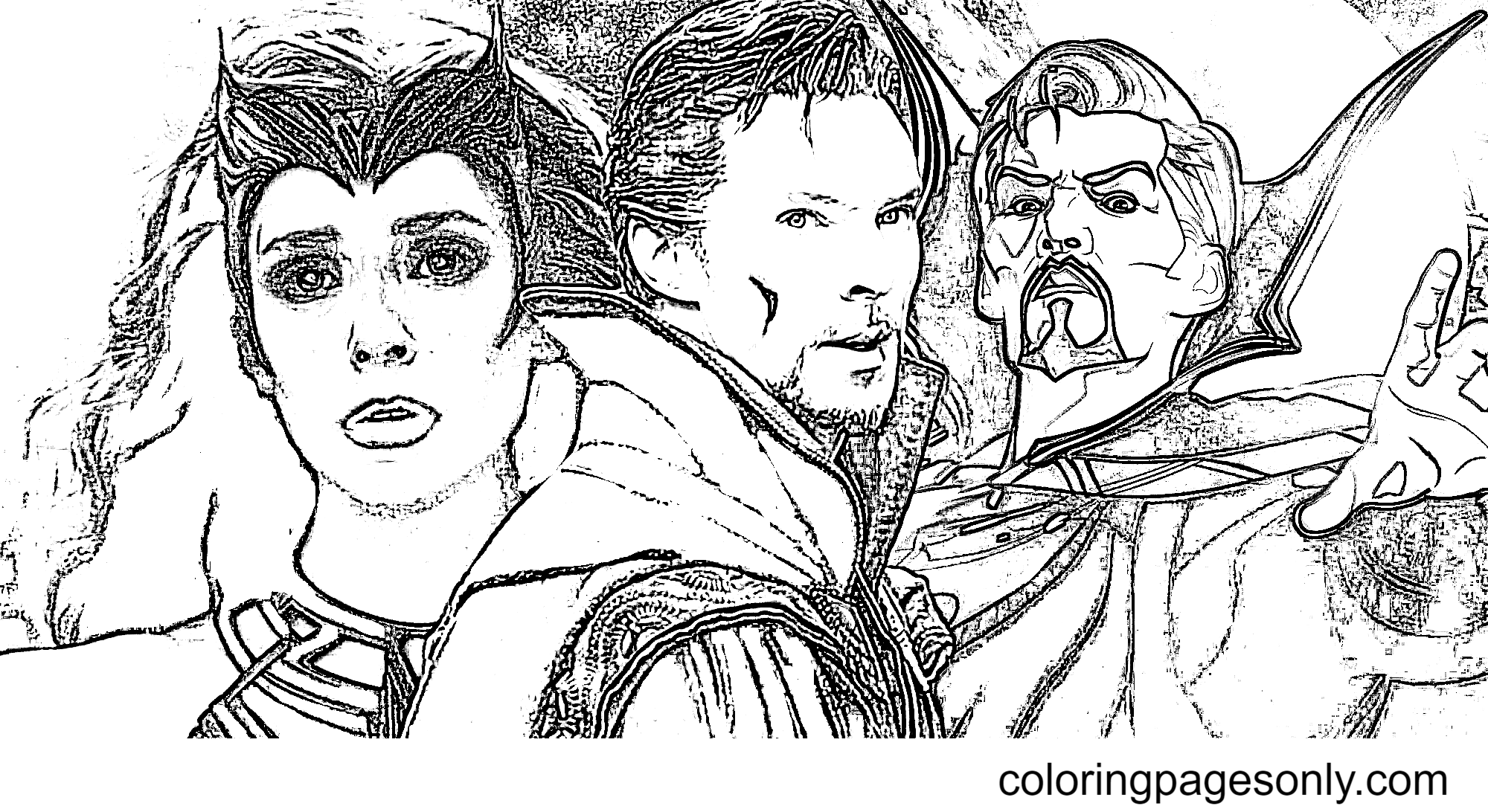 Doctor Strange with Scarlet Witch Coloring Pages