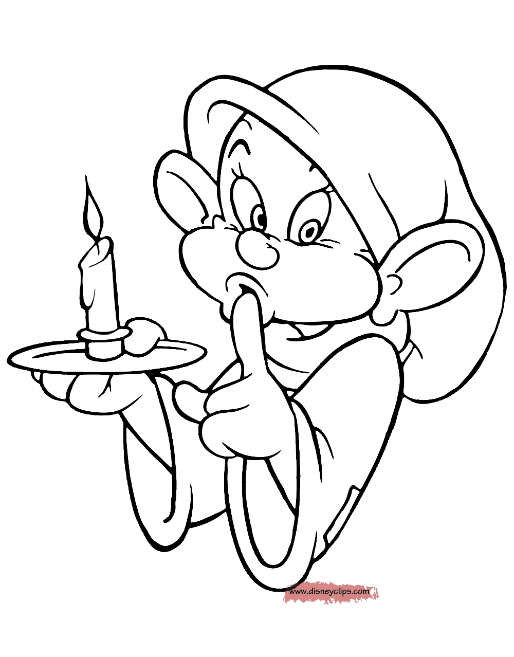 Dopey shushing Coloring Pages
