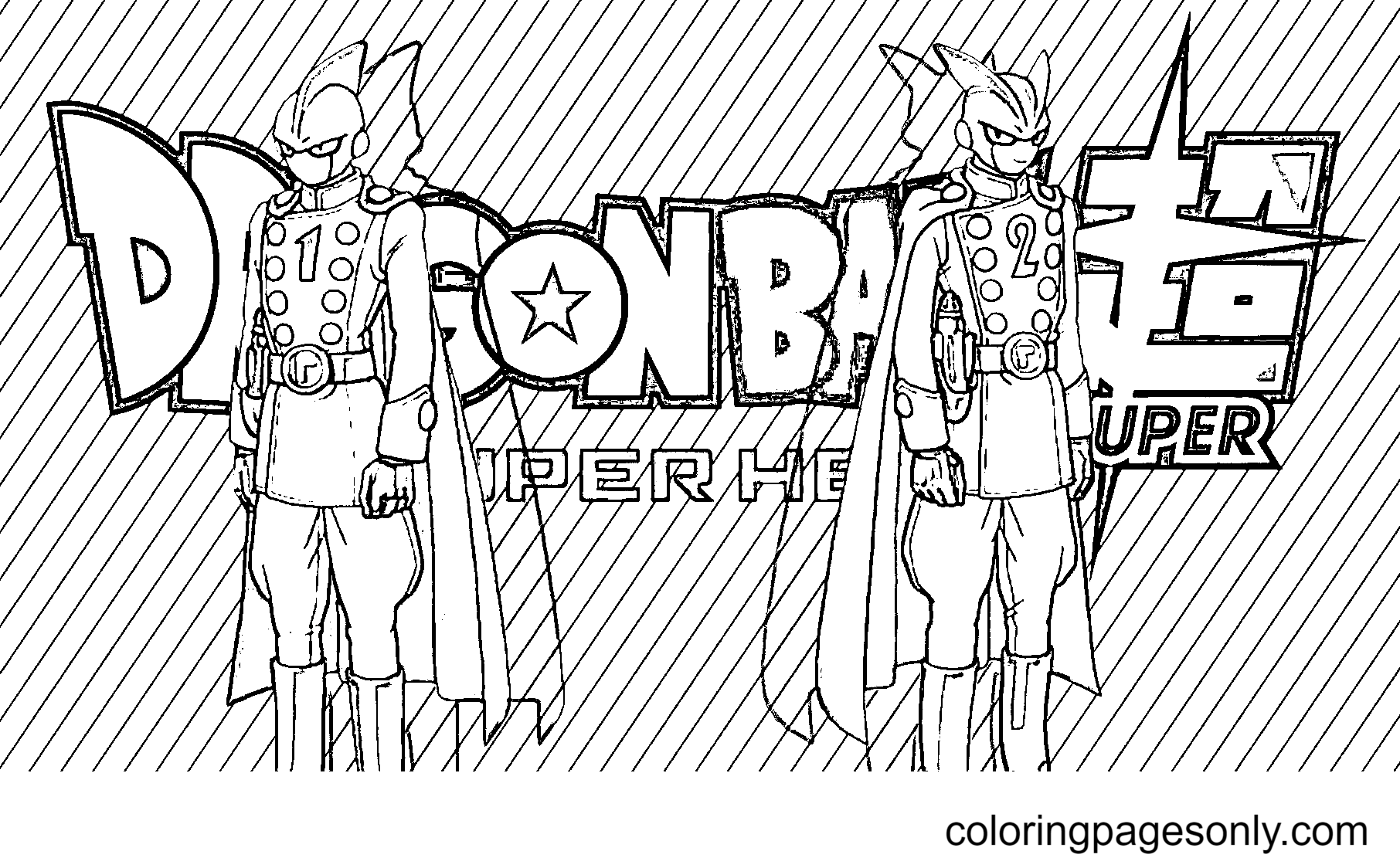 Desenho para colorir do anime Dragon Ball Super Super Hero