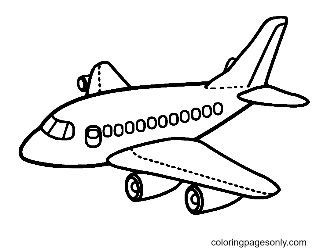 Draw Airplane For Kids Coloring Page