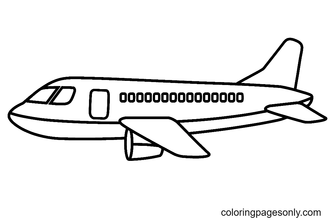 Draw Airplane Simple Coloring Page