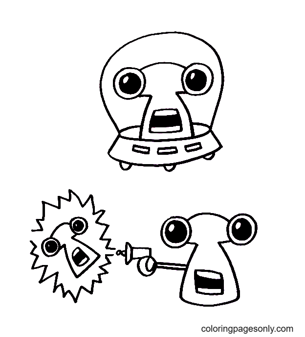 Zeichnen Sie lustige Cartoon Aliens Malvorlagen
