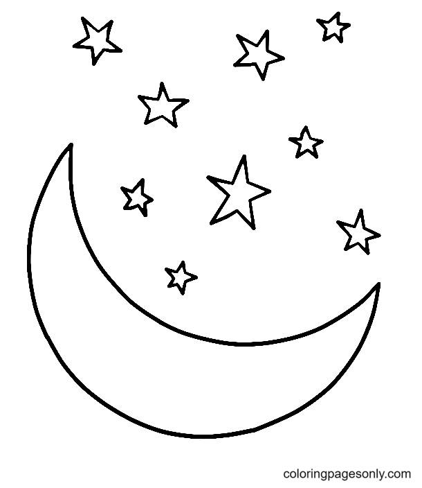 Нарисовать Луну со звездами с Луны