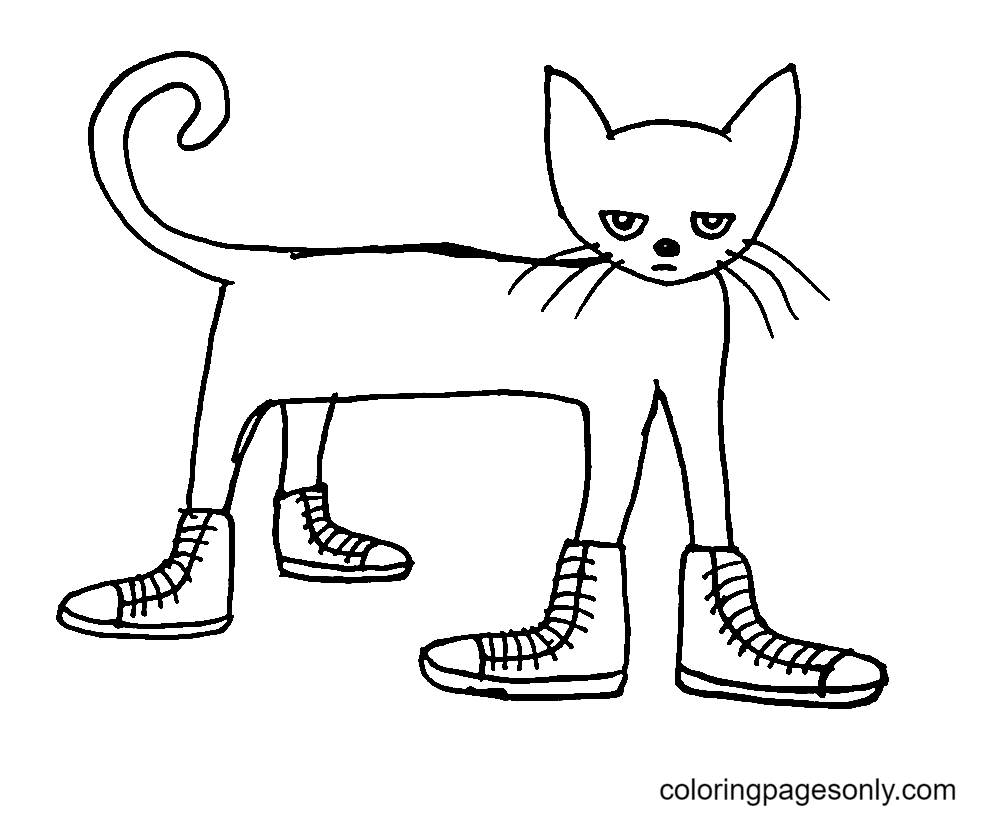 Draw Pete the Cat Coloring Page