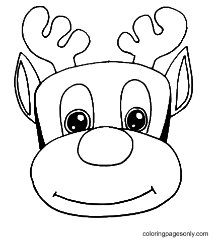 Draw Rudolph Face Coloring Page
