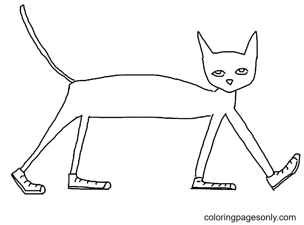 Eassy Pete the Cat Coloring Page