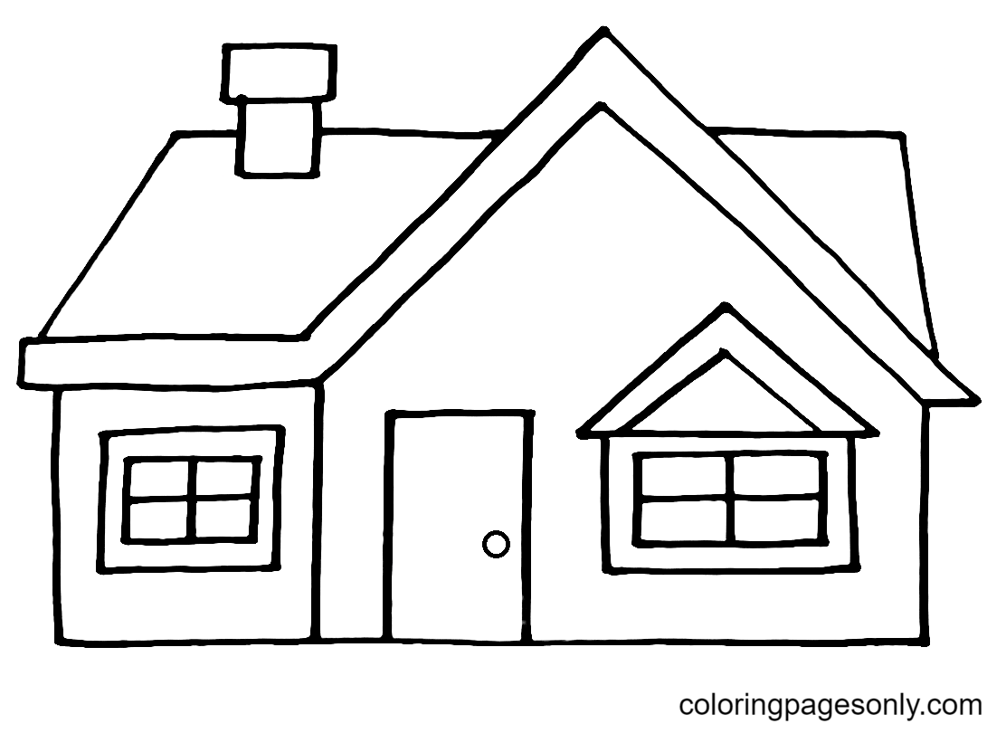 Página para colorear de casa fácil para niños