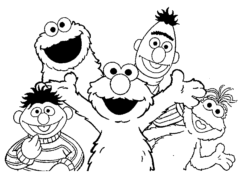 Elmo, Cookie Monster, Oscar, Bert et Ernie de Sesame Street