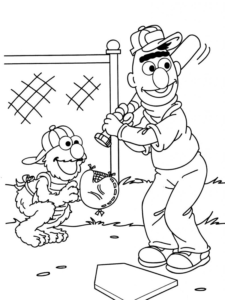 Elmo and Bert Coloring Page