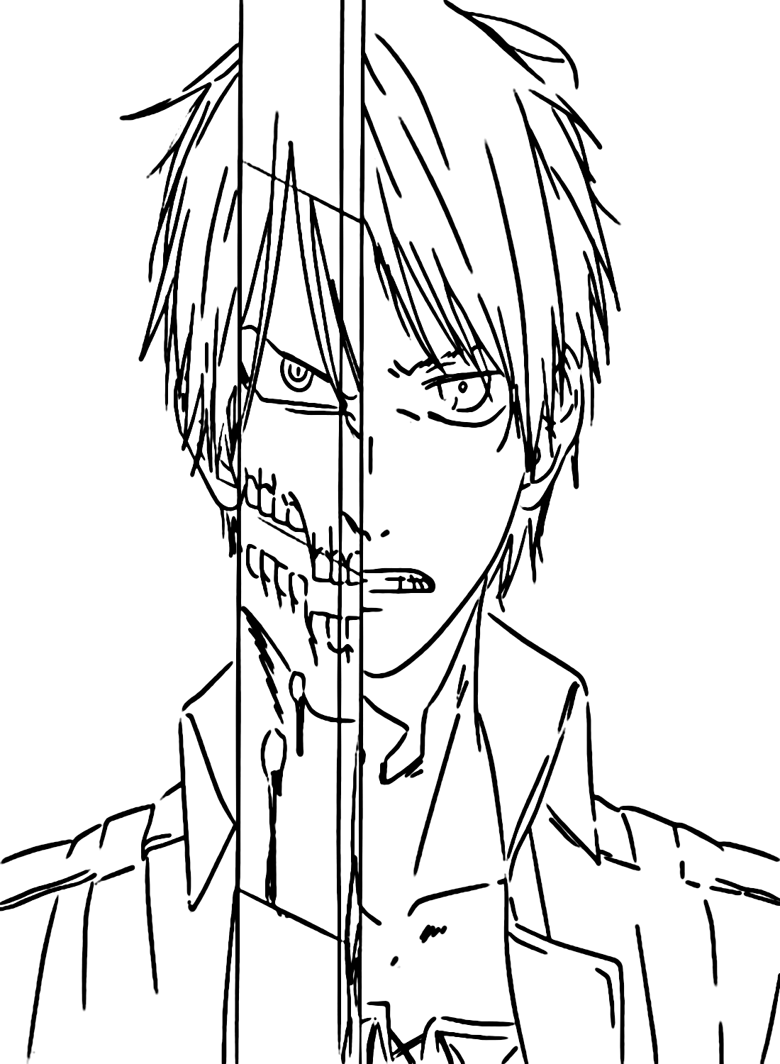 Eren Yeager transformation Coloring Page