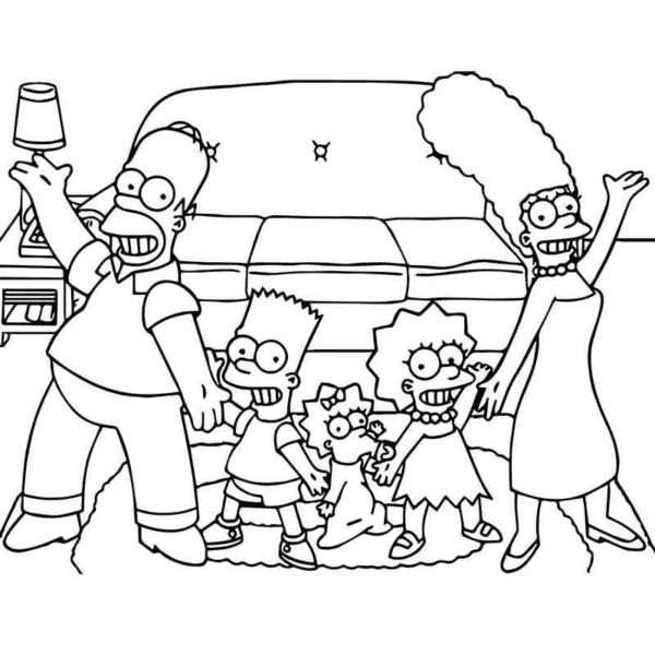 Family Simpsons Coloring Page