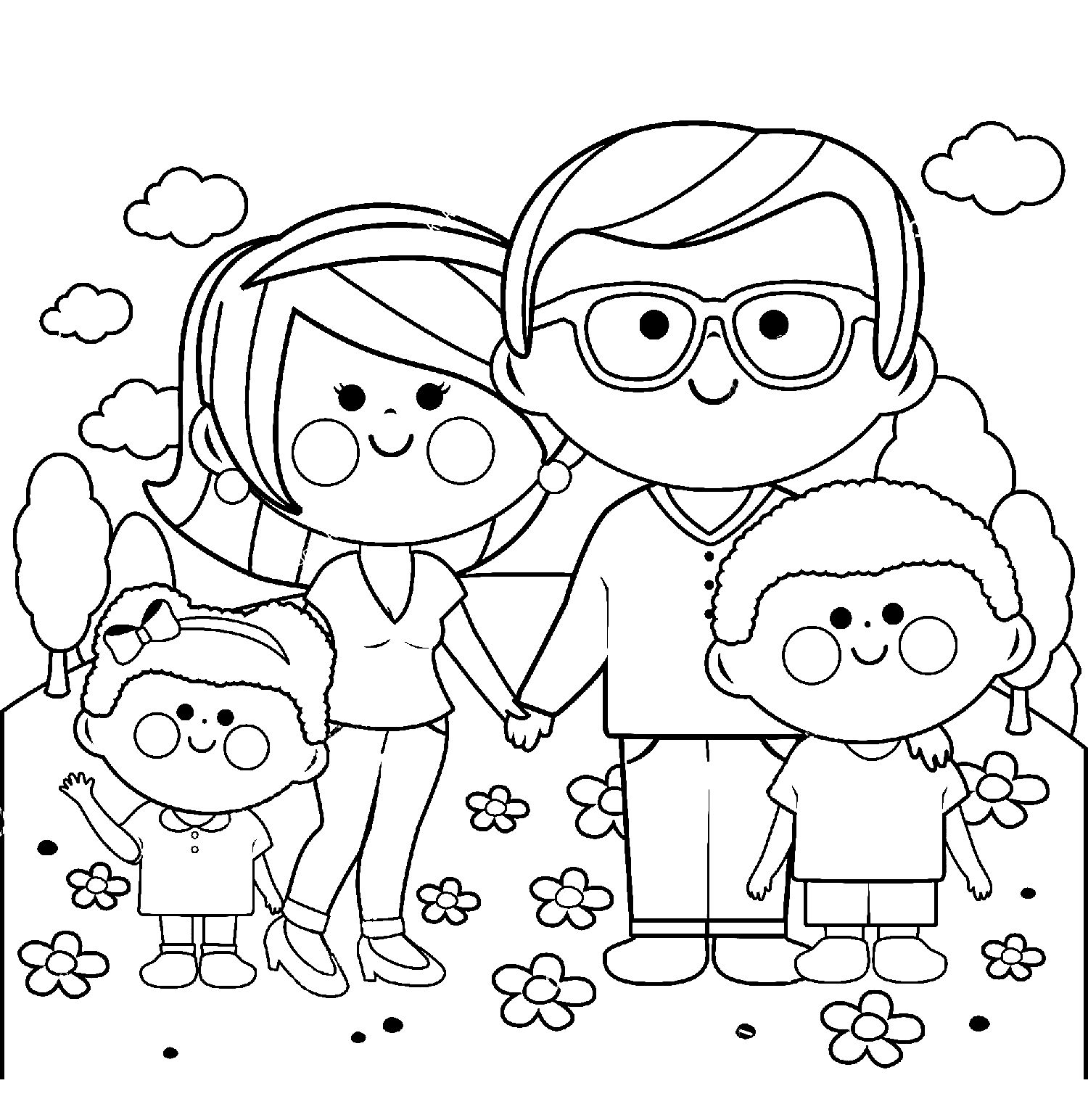 Family at the Park Coloring Page