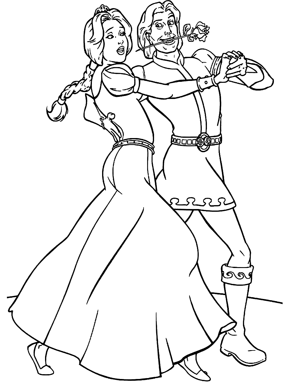 Fiona And Charming Dancing Coloring Page