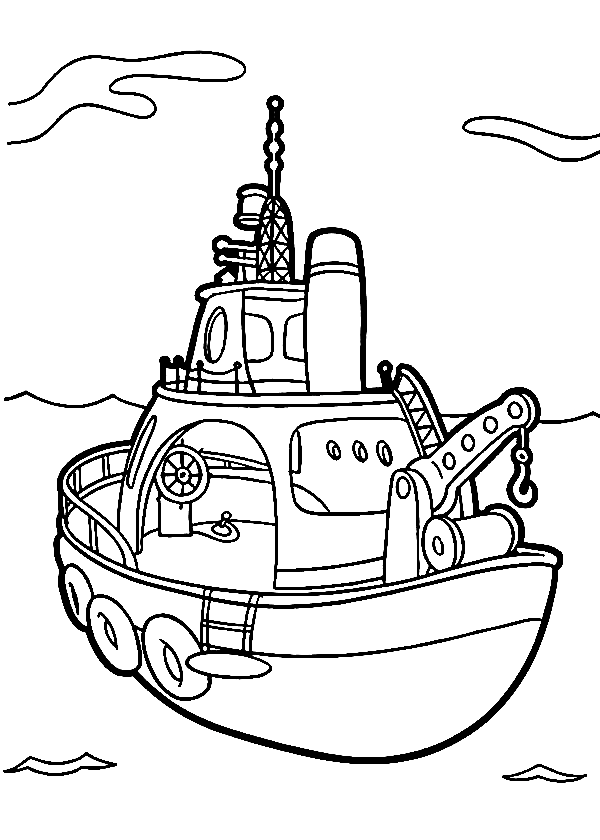 Fishing Boat for Kids Coloring Page