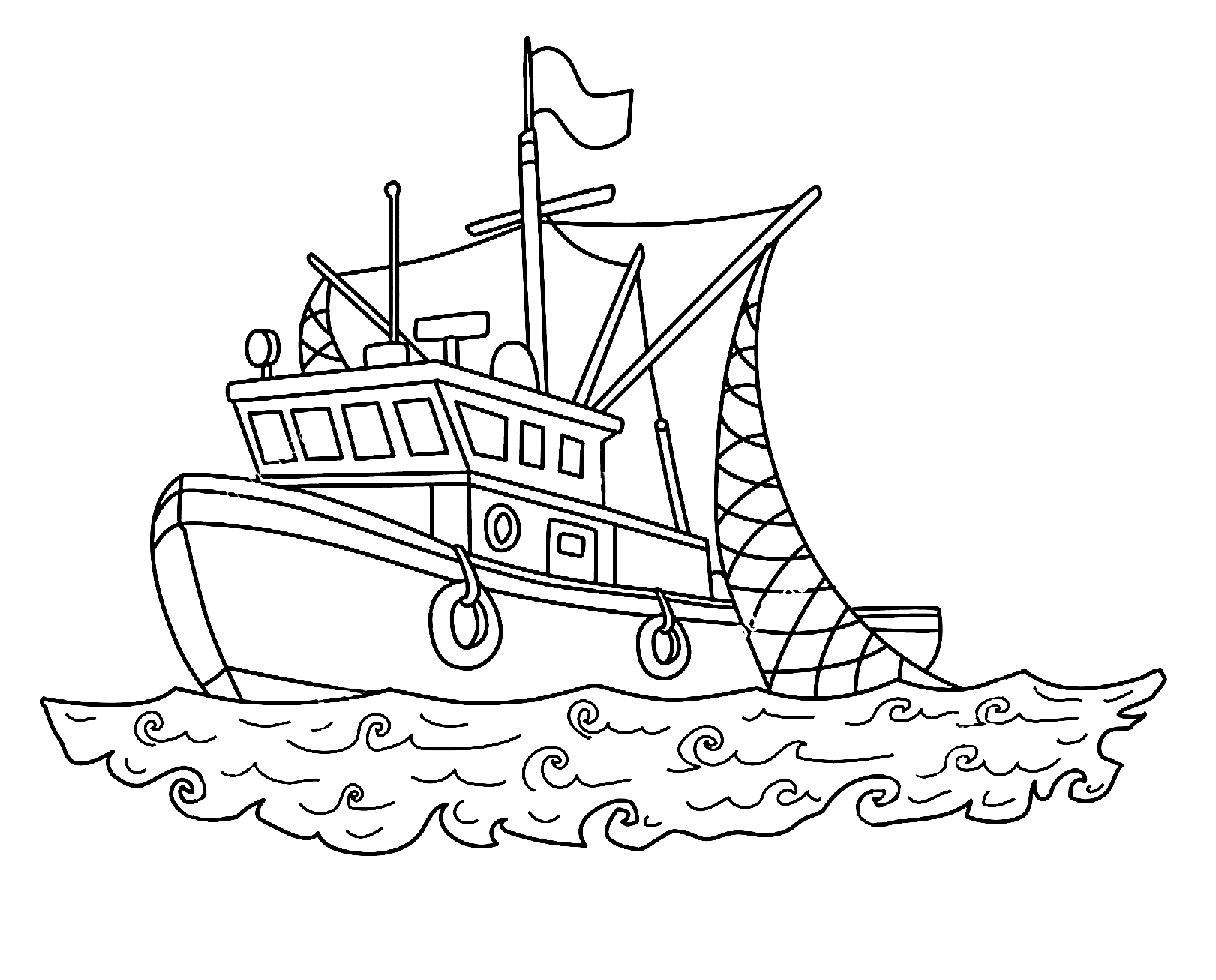 Barco De Pesca No Mar De Barco