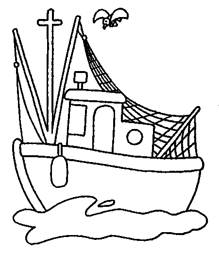 قارب صيد لطباعة صفحة التلوين