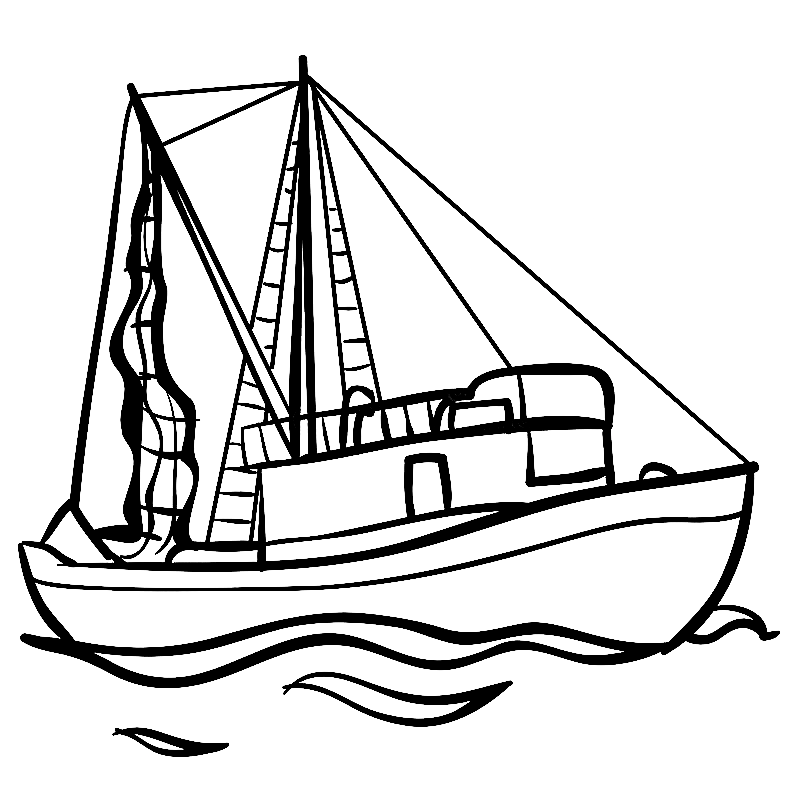 Fishing Boat Coloring Page