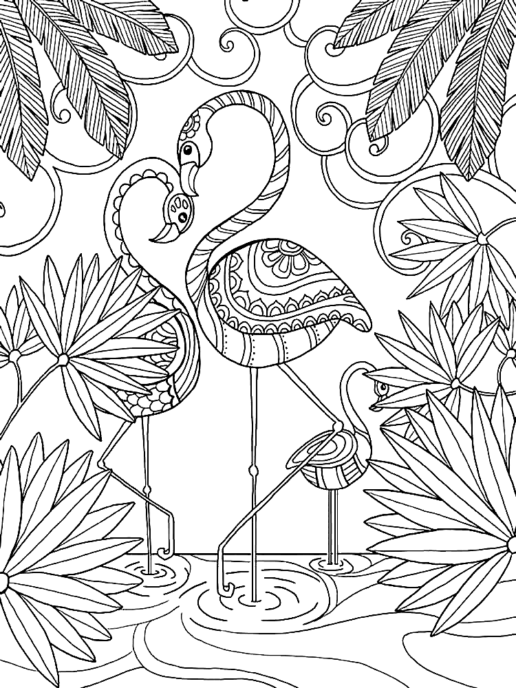 Flamingo Antistress Coloring Pages