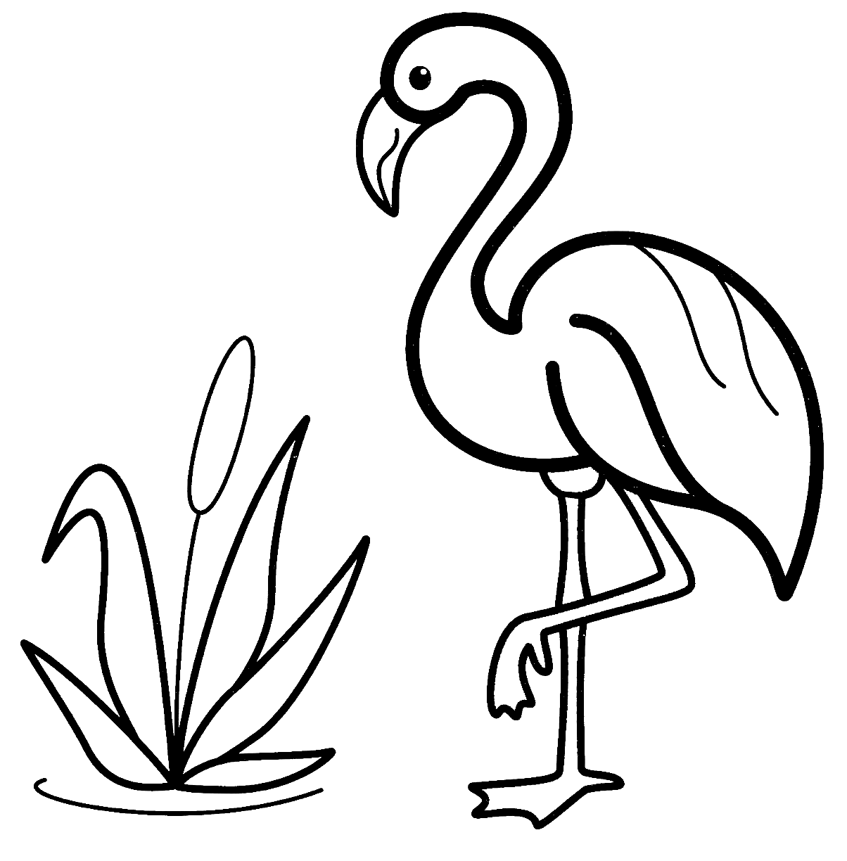 Flamingo bij het riet van Flamingo