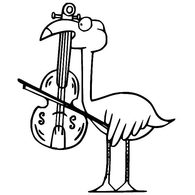 Flamingo Playing Violin Coloring Page